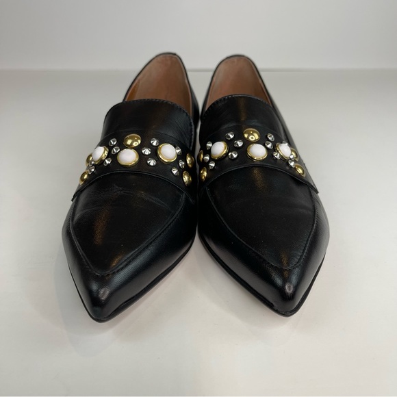 Christian Di Riccio Pointed Toe Embellished Loafers Black Leather EU38/US7.5 - Picture 6 of 17